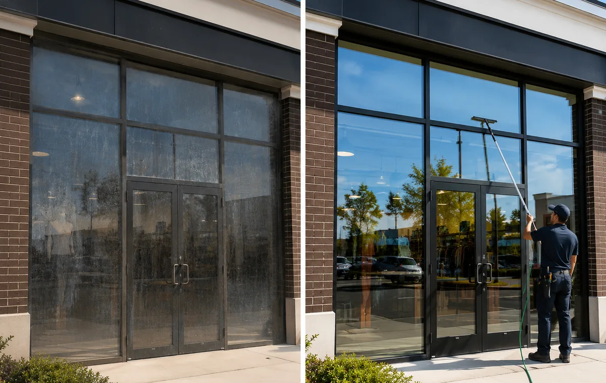 Commercial storefront route cleaning for restaurants retail centers and property managers in Buda